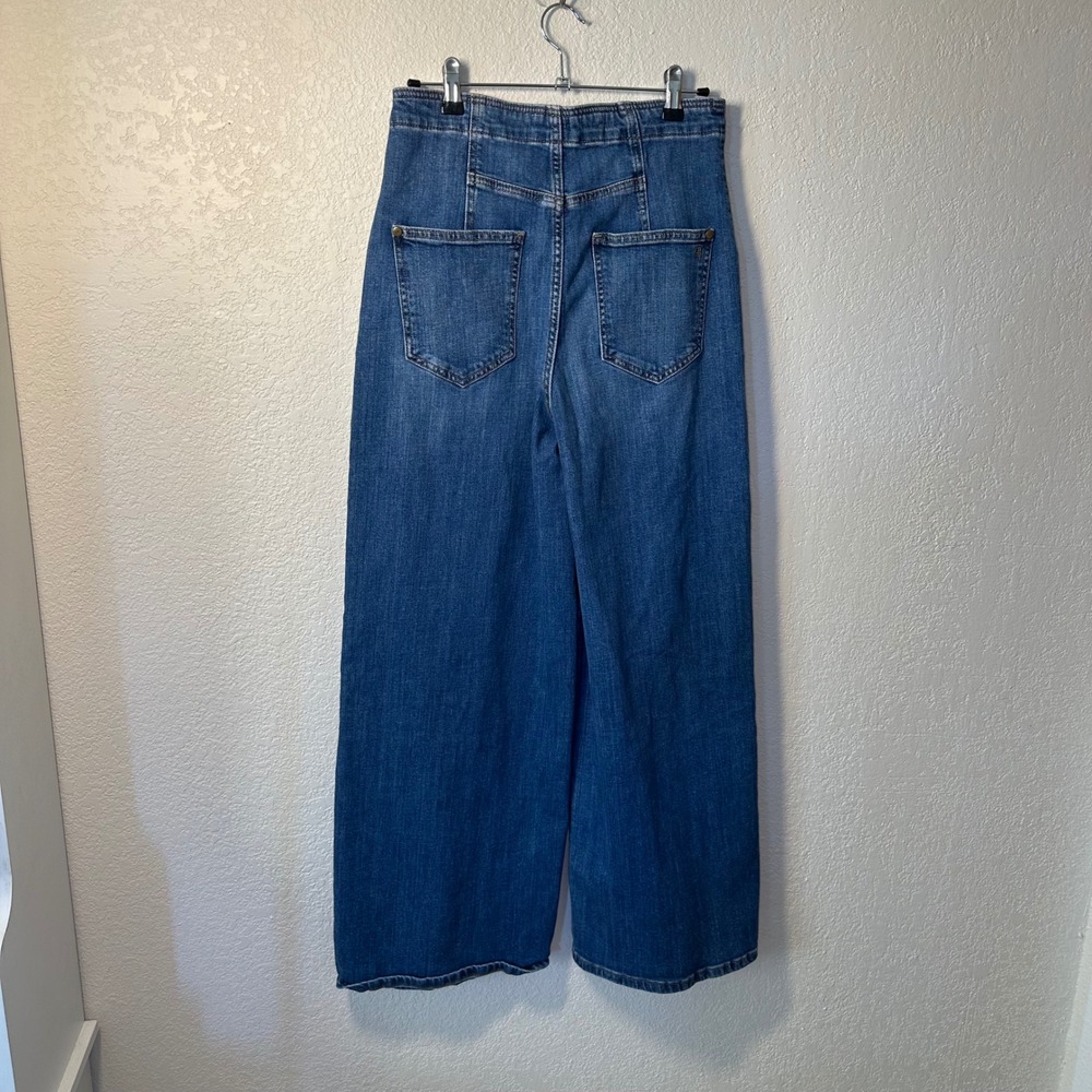 Pilcro Wide Leg Jeans Women's Size 29 High Rise Panel‎ Front Dark Wash Denim - Picture 6 of 9